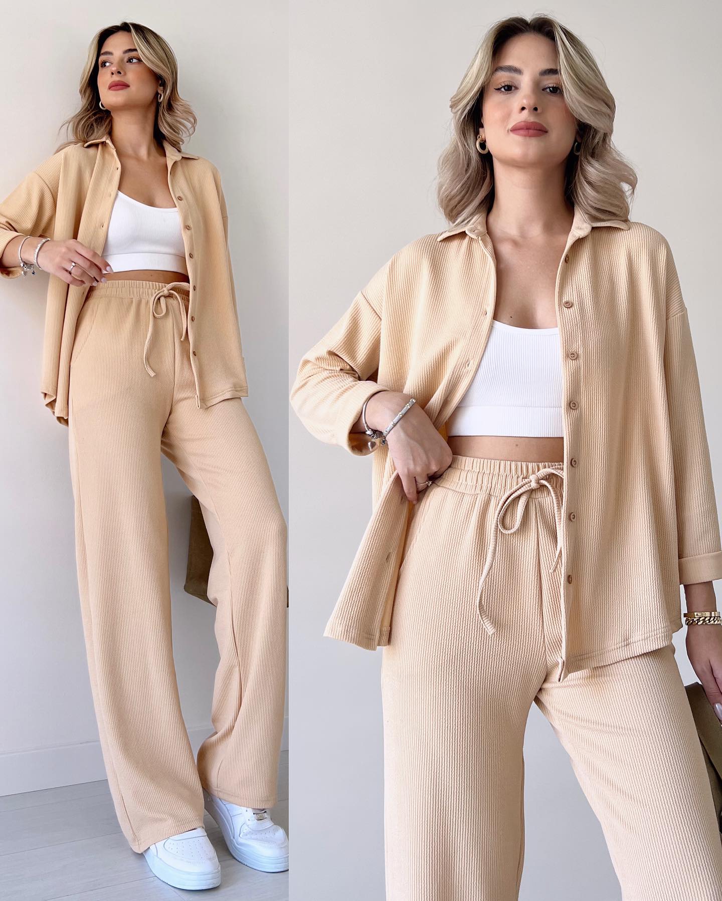 SHOPPILINK'S-Two Piece Suit Button Co-Ord Casual Set