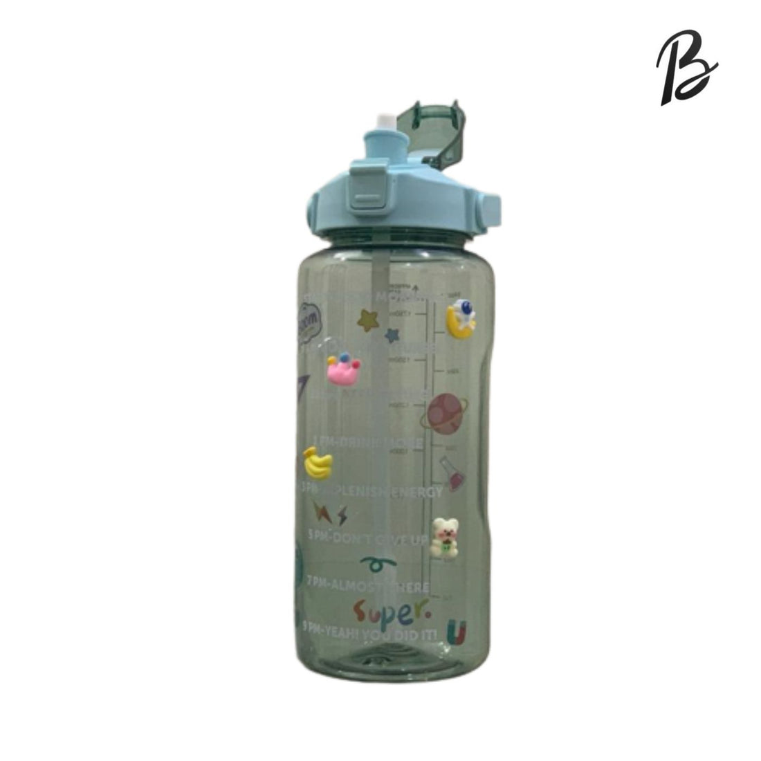 Transparent Water Bottle with 2D and 3D Stickers(🔥PACK OF 2🔥)