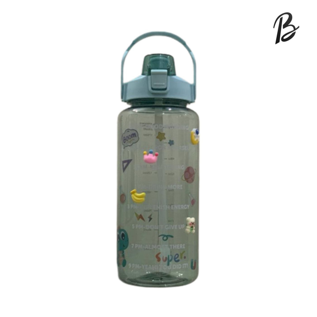 Transparent Water Bottle with 2D and 3D Stickers(🔥PACK OF 2🔥)