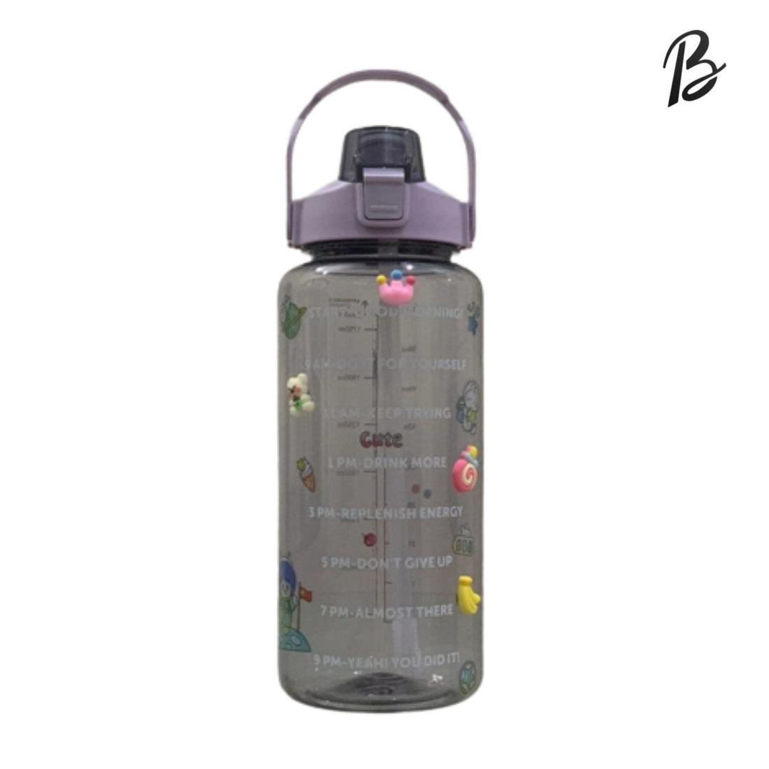 Transparent Water Bottle with 2D and 3D Stickers(🔥PACK OF 2🔥)